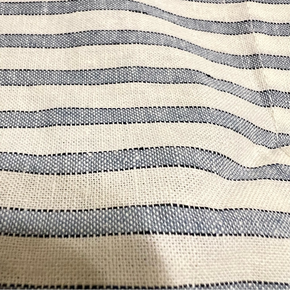 Pottery Barn Navy and White Striped Fabric Cotton Linen 20X26 Pillow Cover Only - Picture 3 of 6